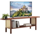 Rattan Mueble Bambú, Mesa TV Soporte para Centro de Entretenimiento, Natural-B