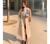 Streetwear Loose Trench Coat Midi Length Fashion Korean Elegant Khaki Black Women's Windbreaker Coat Casual Double Breasted Tops