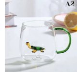 Taza transparente de café con zumo de desayuno en casa, Rose 3D with Mango, Taza de leche y té, Copa de Cristal