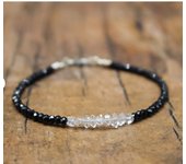 Black Tourmaline Bracelet with Karen Hill  October Birthstone Genuine Gemstone Beaded Crystal Bracelet Black Dainty Bracelet