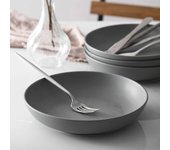 Cuencos de Pasta, 21,6 x 4,5 cm Platos Hondos de Porcelana, Platos para Ensalada Grande, Platos Ceramica Apto para Lavavajillas, Microondas y Horno-880 ml, Gris Mate, Juego de 6