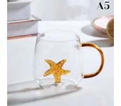 Taza transparente de café con zumo de desayuno en casa, Rose 3D with Mango, Taza de leche y té, Copa de Cristal
