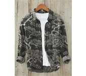 -Kanagawa Cardigan de or Mixed Vintage Men's Hawaiian Long Sleeve Shirt, 3D Printed Polo Neck, New