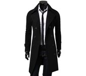 Simple Trench Coat  Double-breasted Male Men Coat  Coldproof Pure Color Jacket