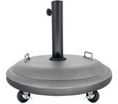 Base de Sombrilla Ajustable Redonda 50 cm ø con Ruedas para Jardín, Patio, Terraza. Soporte de Parasol 25 kg Resistente, Manejable con Doble Asa. (Redonda con Ruedas 50 cm ø)