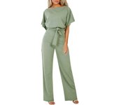 Mameluco women's wide leg cut, Palazzo pants, short sleeved hooded jumpsuit