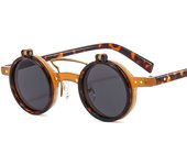 Nuevo marco redondo punk doble flip gafas de sol hombres y mujeres locomotora tendencia personalidad