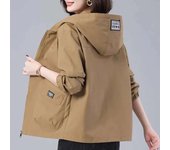 2025 Spring Autumn New Hooded Windbreaker Women Korean Mid-Length Zipper Coat Female Casual Outerwear Loose Jacket