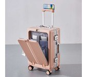 maleta de cabina Dispositivo de rodado de bolsillo delantero, cabina de embarque, marco de aleación de aluminio de transporte, maleta de carro de mano, equipo de 20/24 pulgadas maletas de viajes cabina
