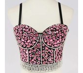 Women Tank Tops Sequined Rhinestone Pearl Wedding Push Up Bra Woman Clothes Camis Stage Ladies Crop Top Corset y2k Blusas