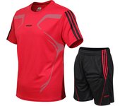 famgem  Conjunto De Deporte Para Hombres Y Mujeres Verano Camiseta Corta Y Shorts Dos Piezas Running Fitness Outdoor Sports Polyester O-Neck Cierre De Cordón