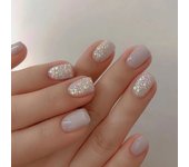 Juego De Uñas Postizas Cortas Redondas Glacial Azul Con Tiras Adhesivas Set Completo Para Manicura DIY En Salón Uñas Postizas Francesas Desmontables