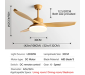 52Inch 3 ABS Blade DC 35W Pure Copper Motor Ceiling Fan With 60W LED Light Support Remote Control Strong winds Electric fans