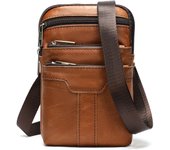 MVA-Bolso de cuero genuino, cinturón multifuncional, riñonera, bolso para teléfono móvil, bolso cruzado de piel de vaca de negocios