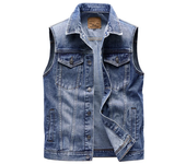 Spring and Autumn Winter Men's Denim Tank Top Fashion Collar Cotton Jeans Sleeveless Jacket Men's Retro Street Wear Party Tank Top
