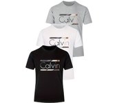 3pcs Hombres Impreso con estilo Casual de manga corta Camiseta de punto Set, perfecto para actividades al aire libre