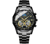 Moda negocios automático hombre reloj luminoso impermeable calado reloj de cuarzo