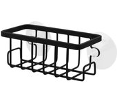 Fregadero de Cocina Negro con Gancho de Drenaje, soporte de Esponja, Ventosa ahuecada, Organizador de Caddy, trabajo duradero SSITO