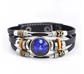 Pulsera de cuero luminosa de doce constelaciones, pulsera de cuero con cuentas multicapa Retro, regalos de joyería para hombres, mujeres y parejas