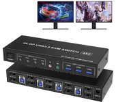 Navceker 4 Port HDMI KVM USB 3.0 Switch 4X2 Dual Monitor 4K@60Hz Extended Display DP KVM Switch 4 In 2 Out for 4 PC Share Keyboard Mouse