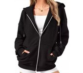 Women's Hooded Full Zip Up Sweatshirts Baggy Loose Spring and Autumn With Zipper Hoodies Coat Novelty Nice Color Kpop Female Top