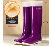 Botas de goma impermeables adulto antideslizante zapatos de lluvia largo caliente hasta la rodilla zapatos altos de agua