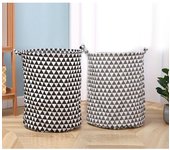 2PCS 17.7" Clasificador de Almacenamiento de canastas de lavandería, cestos de lavandería Plegables, Ropa de algodón Redonda Impermeable (Ola, Engrosado 17.7"/ Medio) Laundry Baskets