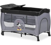 Sleep N Play Center Cuna de Viaje Dos Alturas con Cambiador, Parque Infantil Bebe 120x60 cm, Parque Cuna Bebe, Cuna Viaje con Ruedas - Teddy Gris