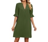 Vestido túnica para mujer, vestido corto de verano, elegante blusa, informal, holgado, con mangas medias