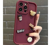 Funda de teléfono con oso de dibujos animados en 3D para iPhone 16 Pro Max 15 Plus 14 13 12 11 Pro Max, funda suave para iPhone X XR XS Max 7 8 Plus Se 2020
