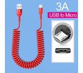 5A 66W Super Fast Spring Retractable Charging Cable 1-1.5M Type-C/Micro USB/PD Car Kit Charger Charge Line For iPhone Android