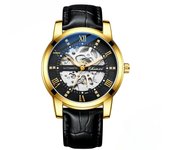 Reloj mecánico automático hueco para hombre, correa de reloj mecánico a prueba de agua explosivo de negocios a la moda