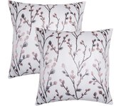 Leaf Decoration, Set of 2 Jacquard Hold Pillowcases, 18x18"