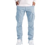Pantalones Cargo para Hombre con Cintura Elástica y Bolsillo con Solapa, Pantalones Casuales Rectos