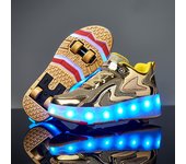 YUNICUS Kids Roller Skates Shoes Led Light Flashing Light 4 Wheels Skating Sneaker Recharge Multi Light Breatheable Boy Girl