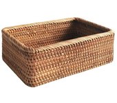Cesta de mimbre Rectangular tejida a mano, caja de almacenamiento de cosméticos, herramientas para el hogar, cocina, fruta, té, aperitivos, pan, Picnic