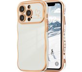 Cover for iPhone 13 Pro Max 13 Pro 12 Pro 11 Pro Max Curly Wave Shaped Electroplated Frame Cute Heart-Shaped Protective Case Soft And Durable TPU Shockproof Phone Case