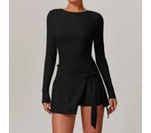 Women's backless Bailey suit, gym long sleeved Siamese sportswear, skirt, jumpsuit, yoga suit