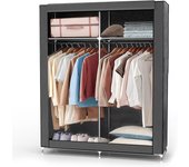 Armario Tela Plegable 108x45x107 cm in MARRÓN Castor – Organizador Guardar Ropa de Textil Tela Portátil con Barra de Armario y Cremallera per Colgar – Closet Exterior Estanteria