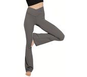 Crossover Flare Leggings for WomenHigh Waist V Cross Bootcut Bell Bottoms Tummy Control Yoga Pants