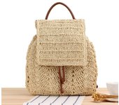 Mochila de paja para mujer, bolso tipo cubo tejido hecho a mano informal para vacaciones en la playa