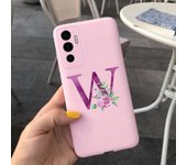 For Vivo Y75 4G Back Case Cover Women Pink Flower Letter Phone Shell For Vivo Y75 VivoY75 Y 75 Liquid Silicone Fundas Soft TPU