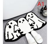 Black Spider Web Halloween Rug Bathroom Rug For Halloween Decor Spooky Gothic Bath Mat Non-Slip Tufted Mat For Front Door Living