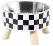 Anti-choking Stainless Steel Cat Bowl Non-slip with Stand Elevated Cats Feeder Bowl Grid/Wave Point High Foot Dogs Feeder