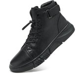 Otoño e invierno botas de los hombres de cuero de la PU de cuero negro de fondo grueso zapatos casuales cómodos zapatos de los h