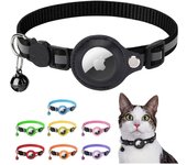 Collar de Gato para Airtag Reflectante Apple Air Tag Collar Ajustable Nailon con Campana y Cierre de Seguridad para Gatitos，Morado