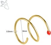 ZS 1 Piece 16/20G Stainless Steel Christmas Nose Ring Gold Color Matchstick Design Notril Piercings Ear Helix Cartilage Piercing