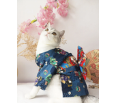 Japanese Style Thin Cat Dog Coat Kimono Summer Pet Clothes for Cats Dogs Cute Print with Bow-knot Kitten Sphynx Clothing Outfit