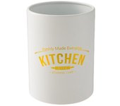 Utensilios de cocina blancos, herramienta de silicona con mango multifunción de madera