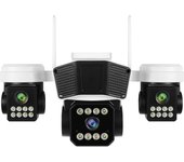 Wistino 3lens 3 screen Wifi Camera 360 Degree Viewing Human Detection Cctv Smart Home Security
